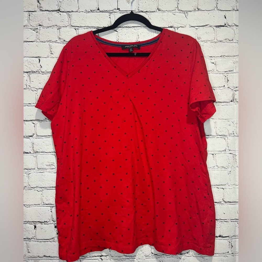 Jones New York Red Short Sleeve Tee